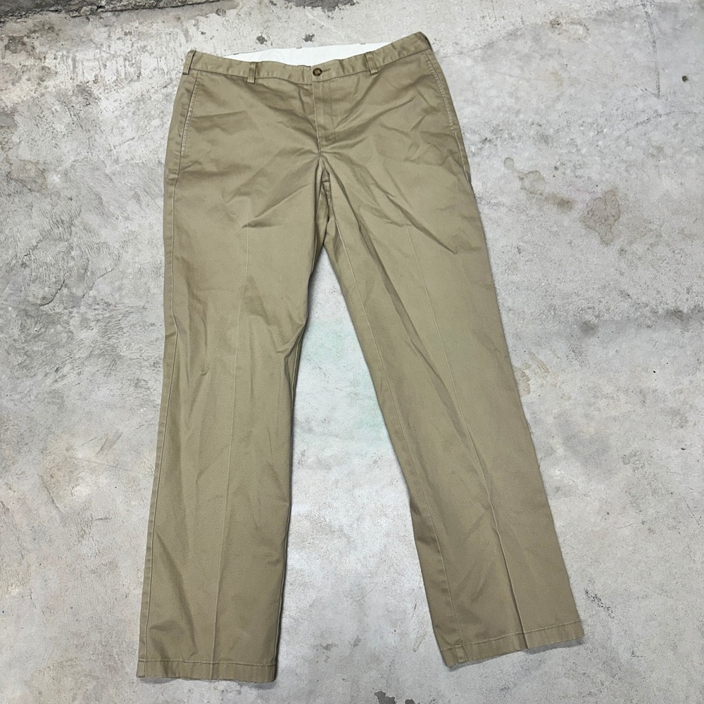 LL Bean Standard‎ Fit Chinos Khaki Tan Mens Size 36x34 Pleated